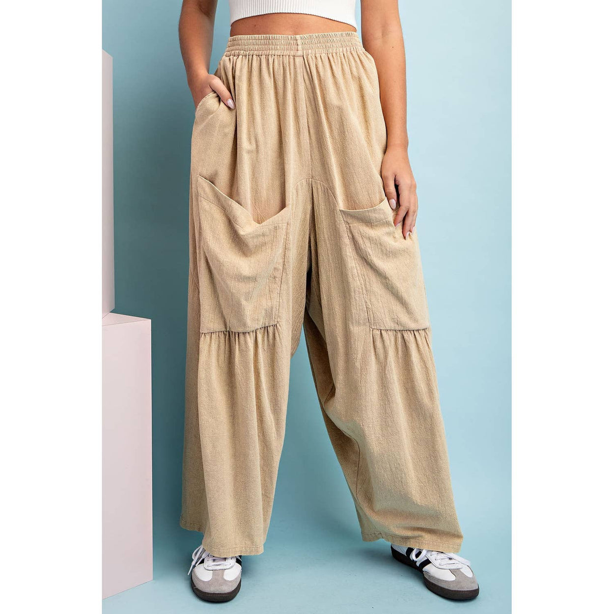 Taupe Mineral Washed Wide Leg