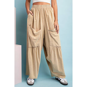 Taupe Mineral Washed Wide Leg