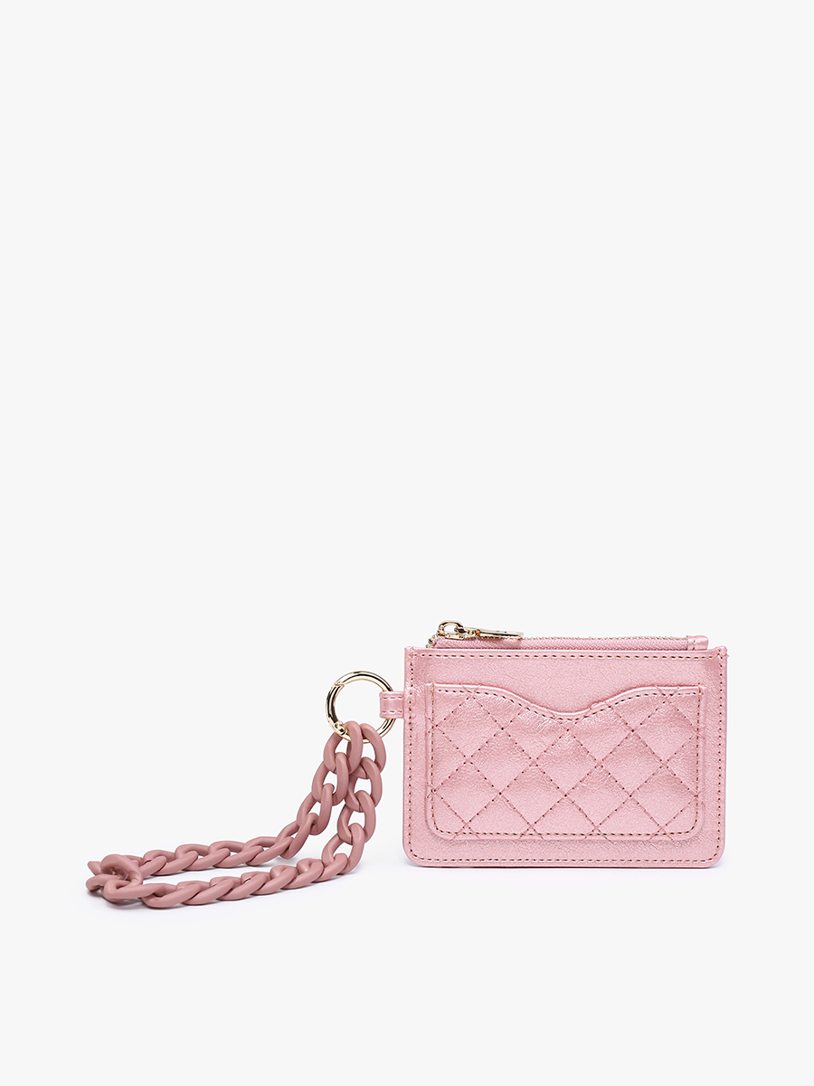 Rose Quartz Rhodes Quilted Wallet With Chain Bangles