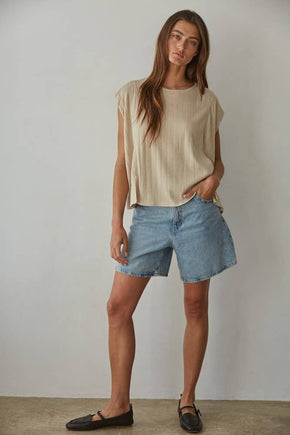 Taupe Ribbed Sleeveless Top