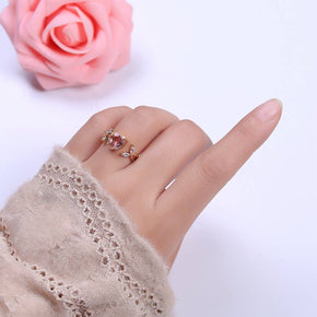 Gold Pink Heart Ring