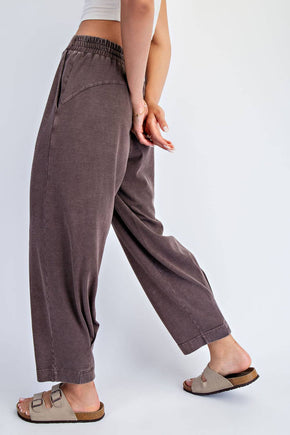 Espresso Mineral Washed Pleated Cocoon Pant