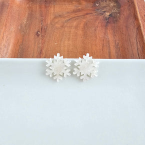 White Shimmer Snowflake Studs