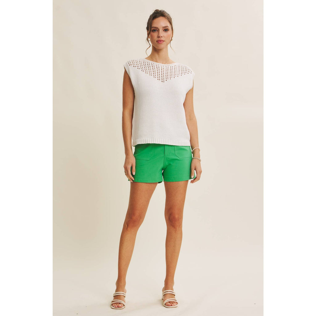 Ivory Open Knit Sweater Top