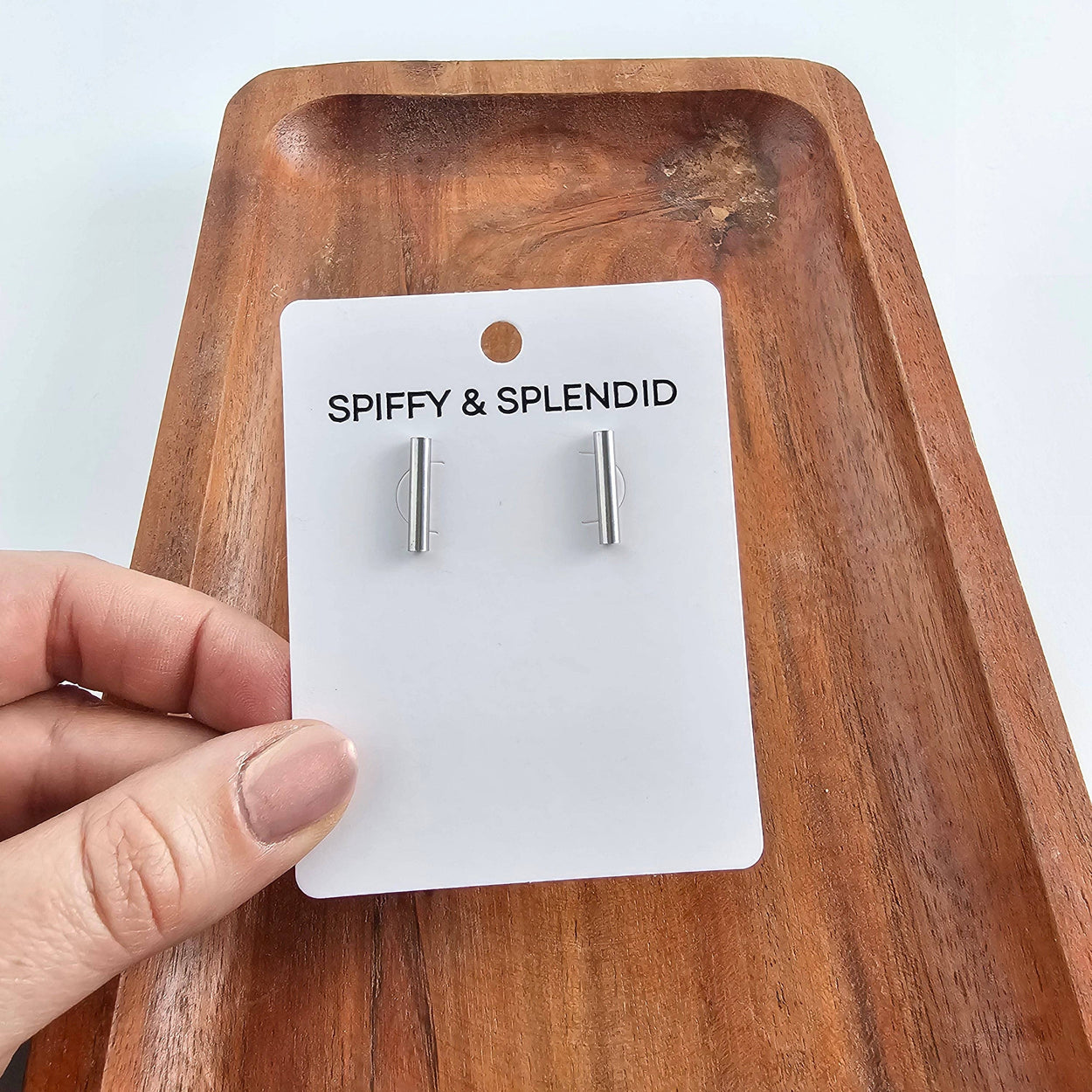 Silver Luxe Bar Studs