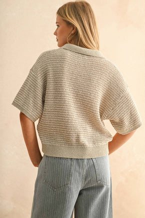 Taupe Collared Knitted Top