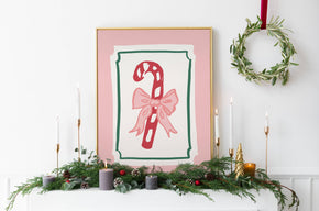 Candy Cane Bow Print
