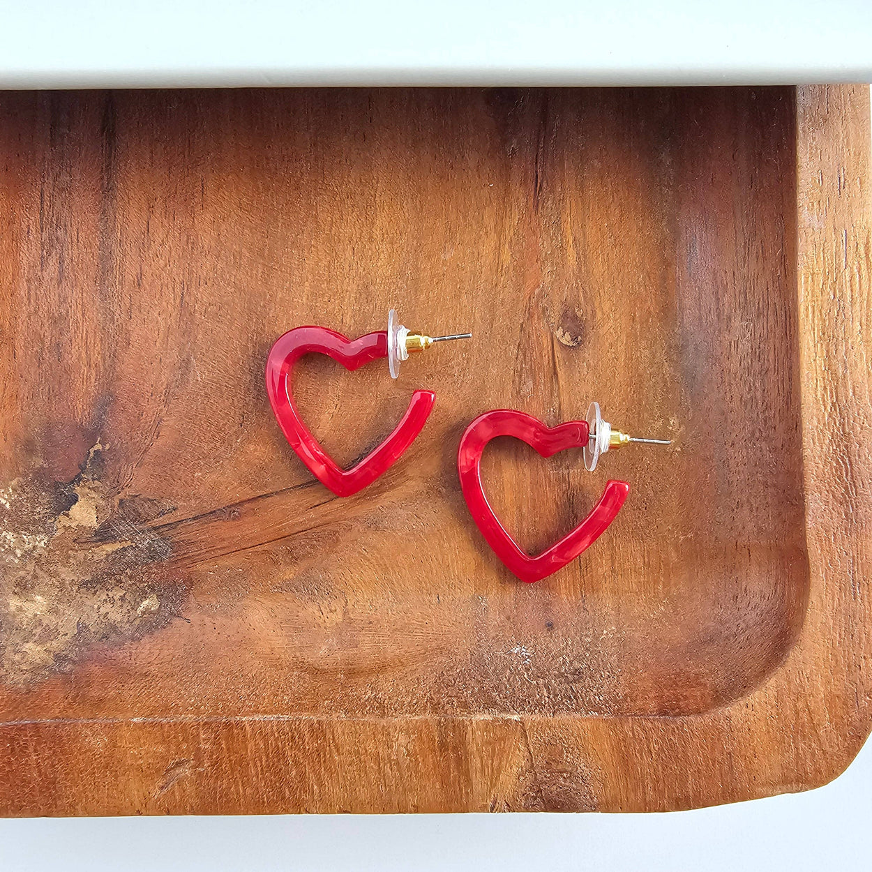 Red Mini Heart Hoops
