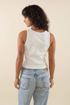 Plus U-Neck White Tank Top