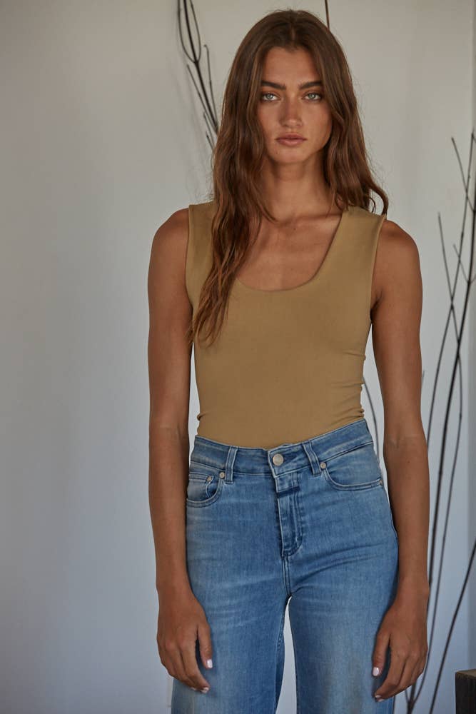 Light Taupe Double Layered Seamless Top