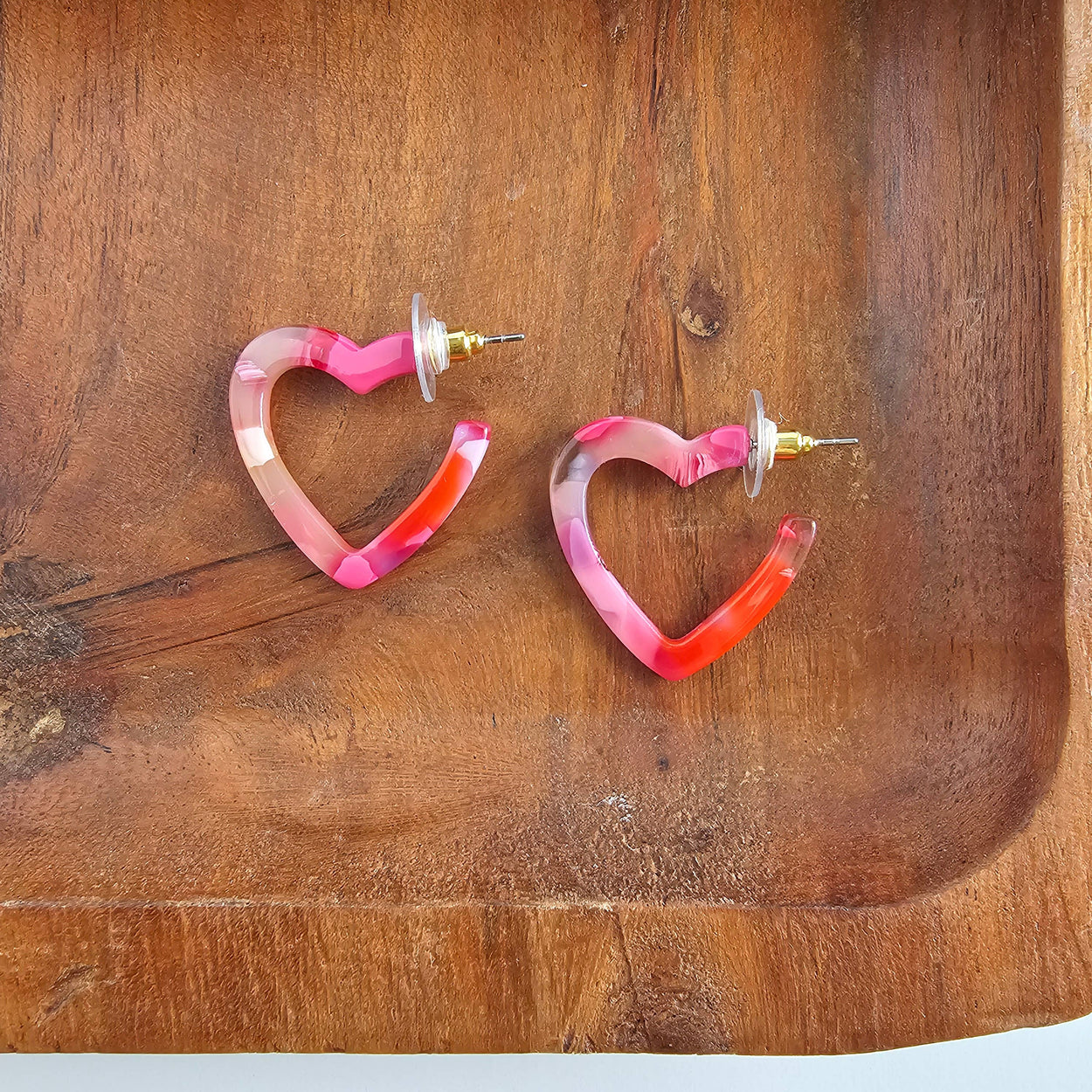 Tickled Pink Mini Heart Hoops