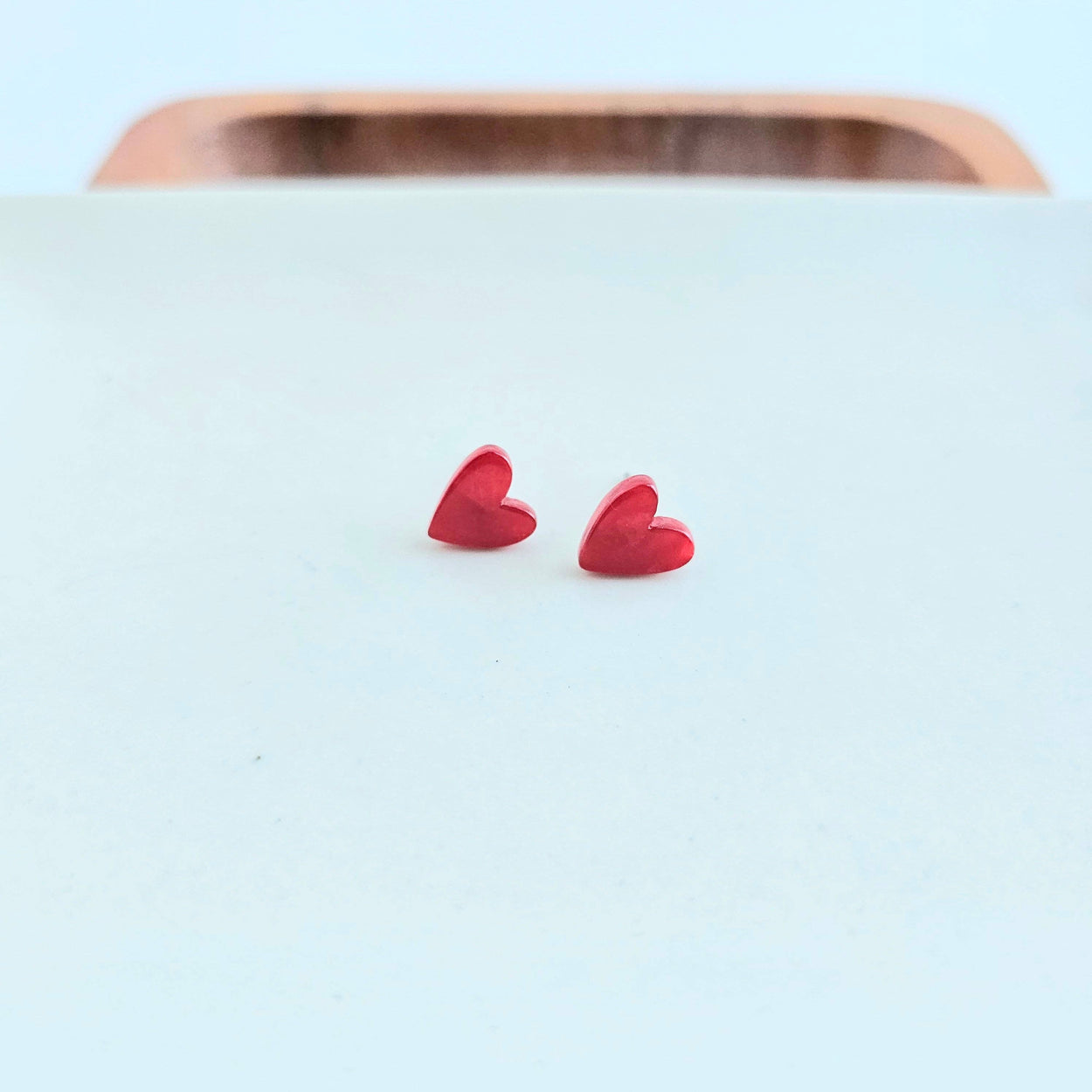 Red Hand Drawn Heart Studs