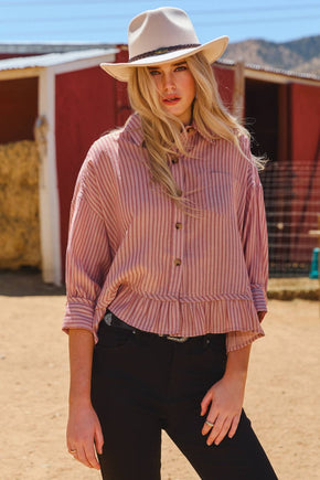 Mauve Striped Button-up Shirt