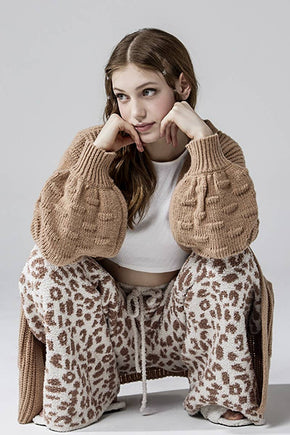 Cozy Warm Soft Leopard Fuzzy Lounge Pants