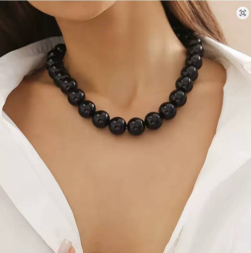 Black Boho Chunky Colorful Beaded Statement Necklace