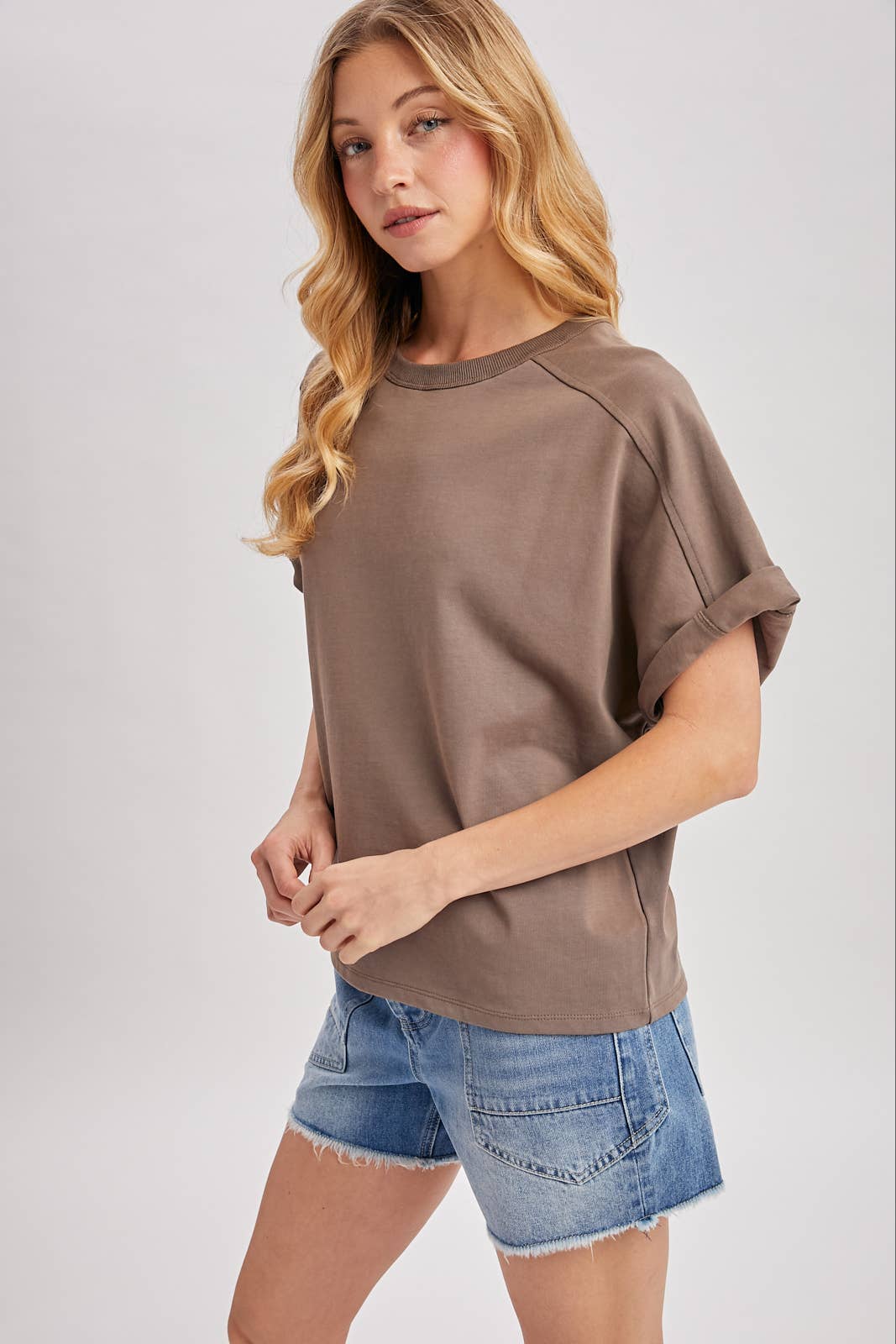 Mushroom Cotton Boxy Knit T Shirt