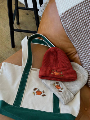 Fall Embroidery Canvas Tote Bag