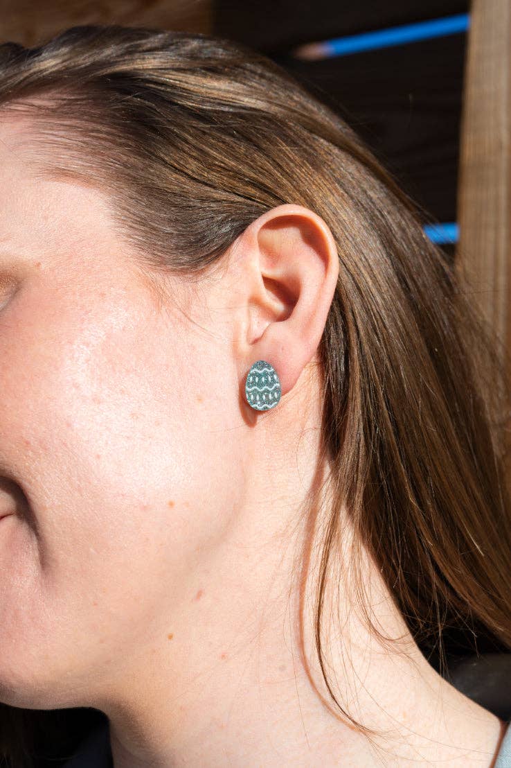 Pastel Blue Glitter Easter Egg Studs