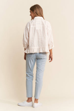 Light Pink Stripe Button Up Top