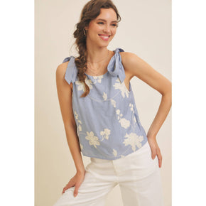 Dusty Blue Blouse Top With Bow Straps