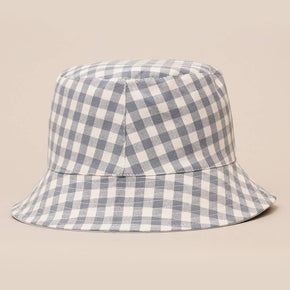Dusty Blue Gingham Reversible Bucket Hat