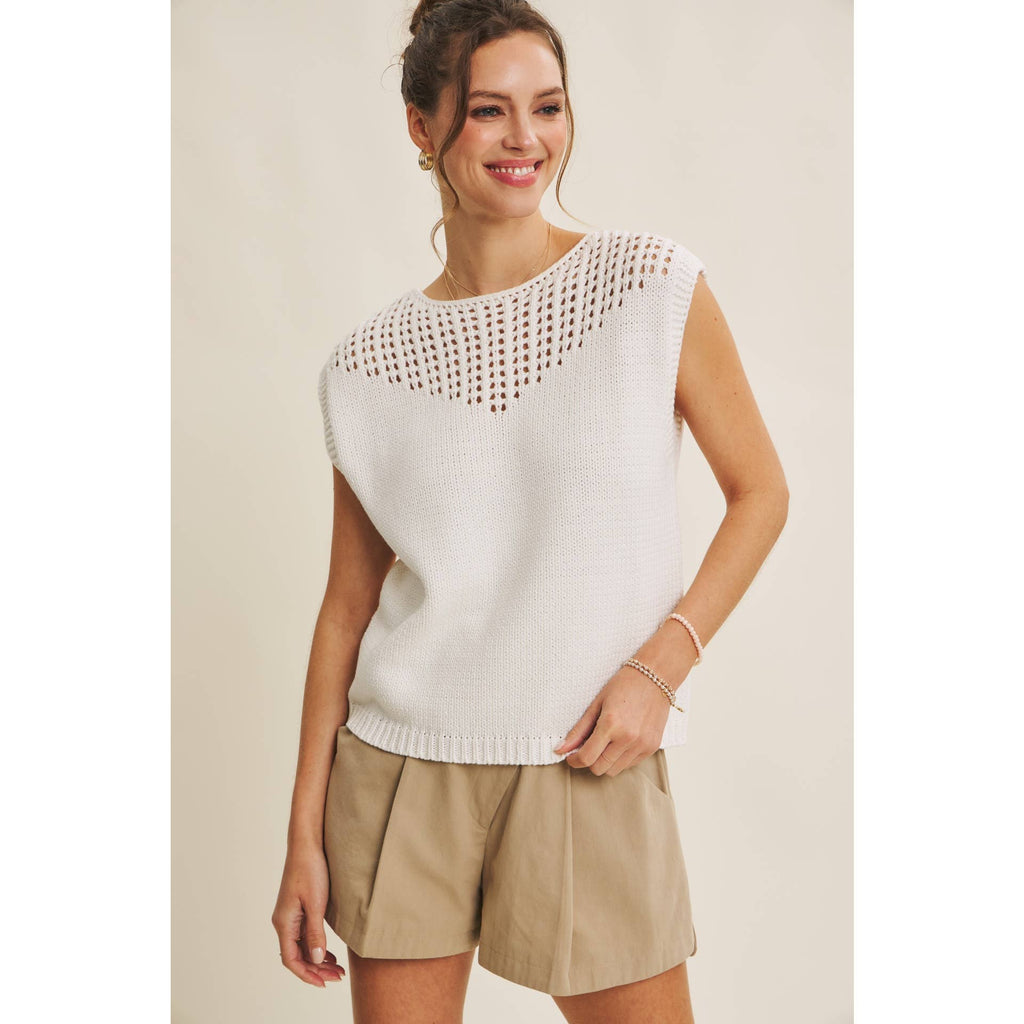 Ivory Open Knit Sweater Top