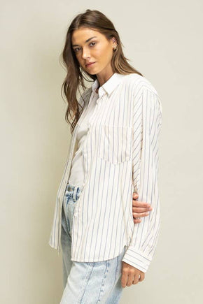 Brown Sophisticated Stripe Blouse