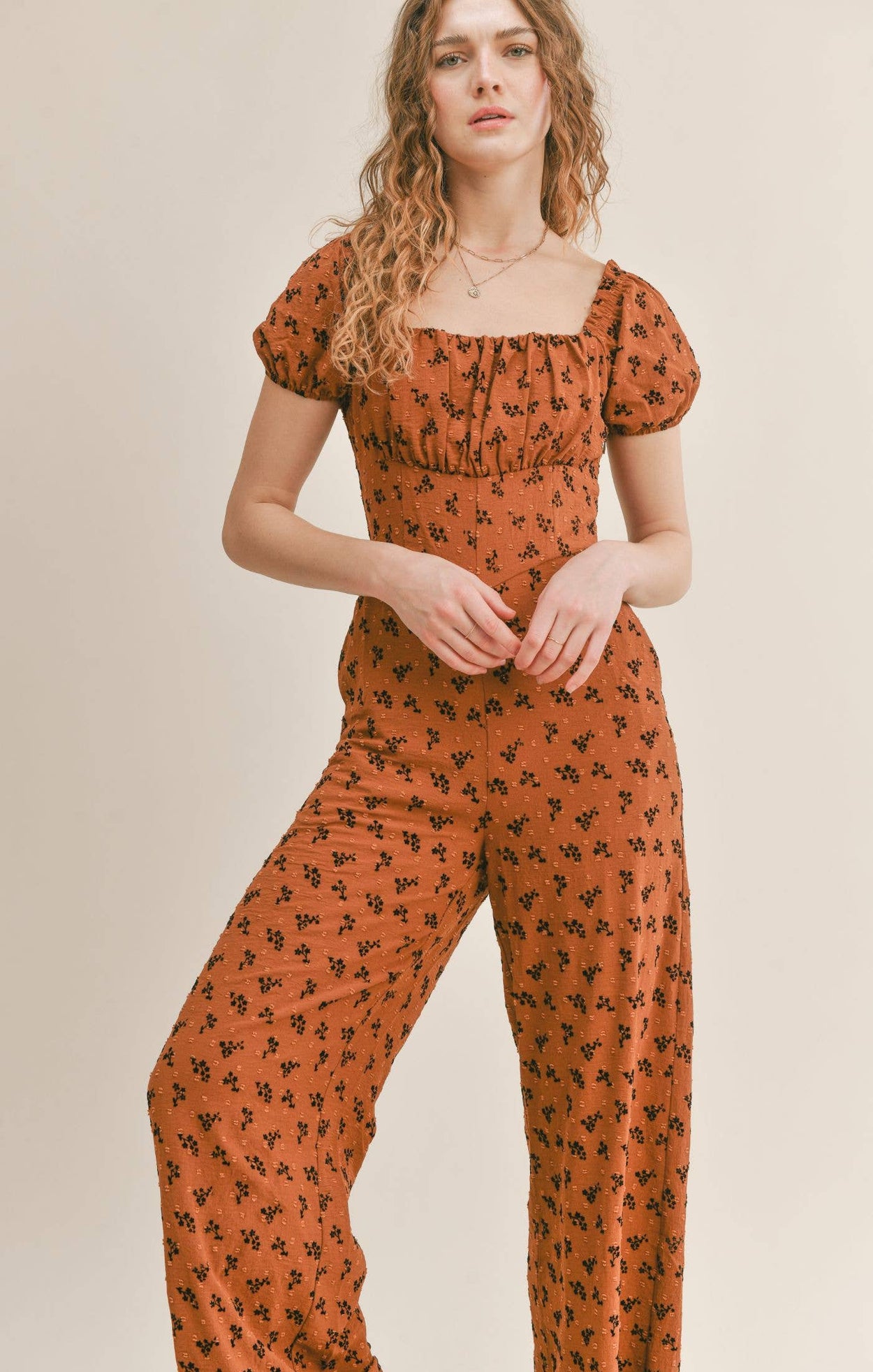Rust Floral Jumpsuit
