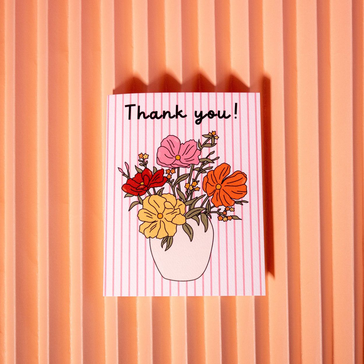 Stripe Flower Bouquet Thank You Card