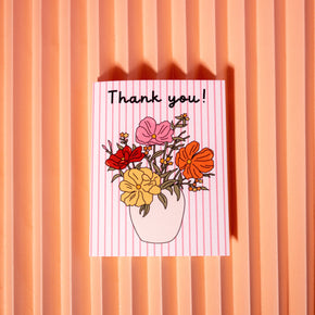 Stripe Flower Bouquet Thank You Card