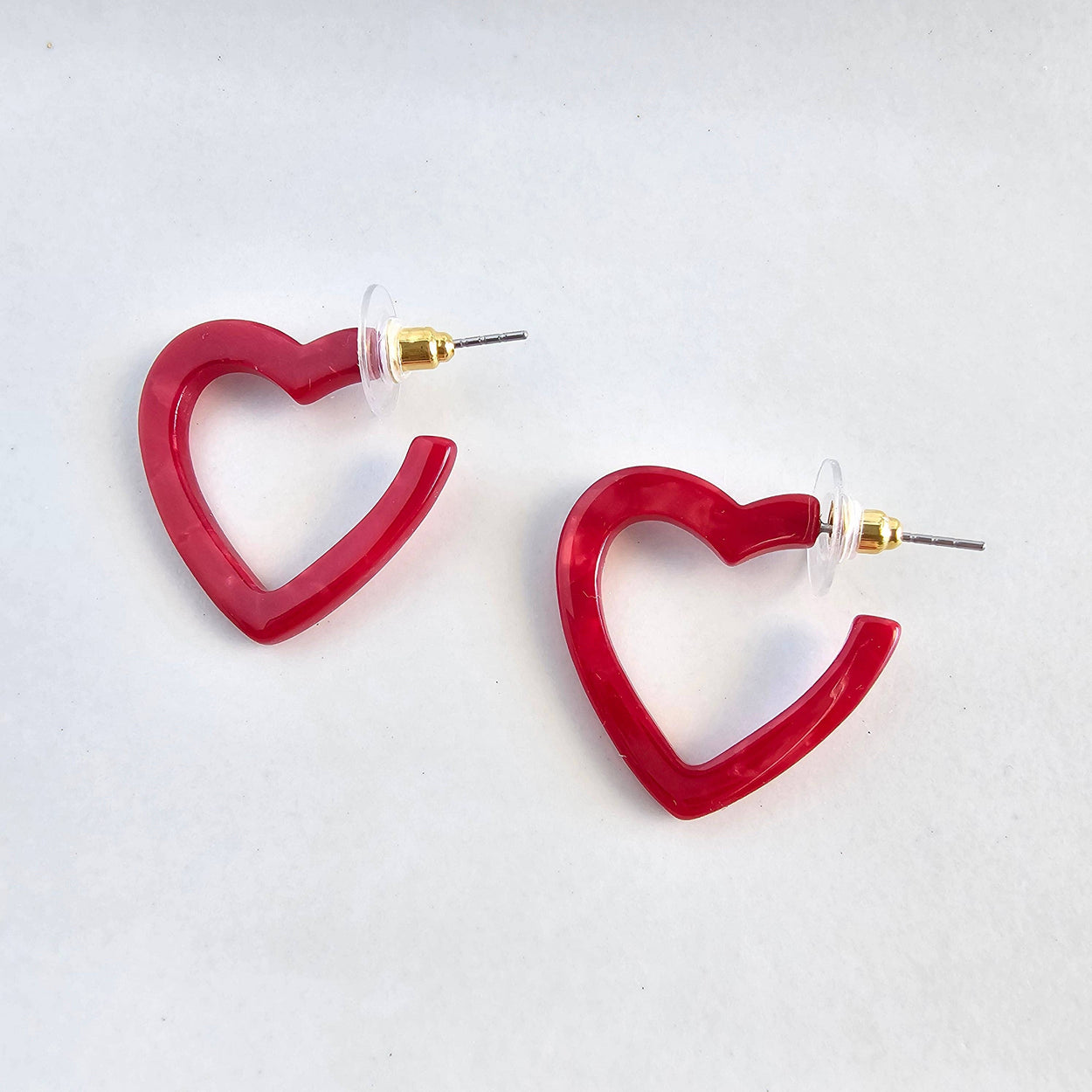 Red Mini Heart Hoops