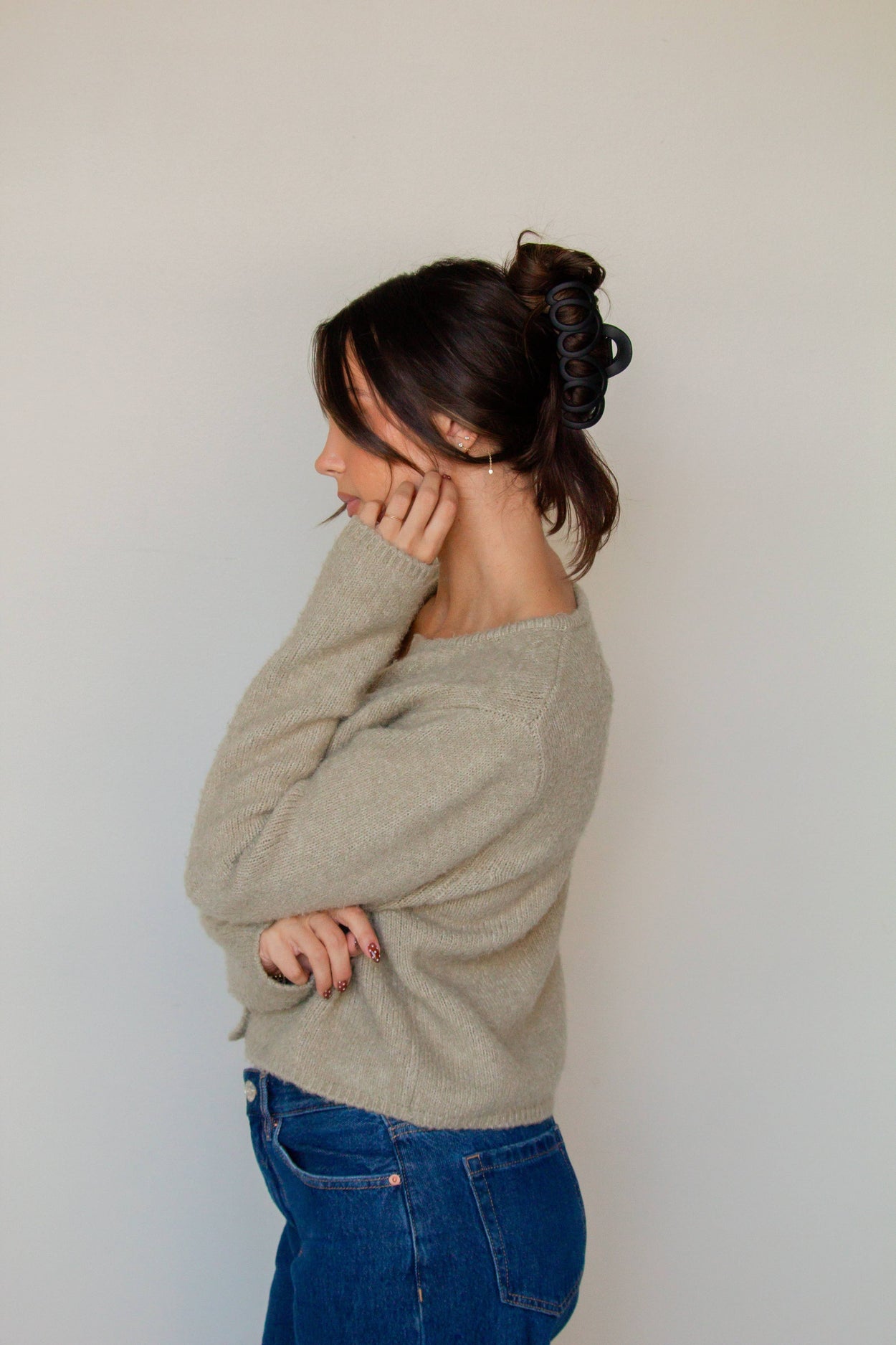 Tan Matte Looped Claw Clip