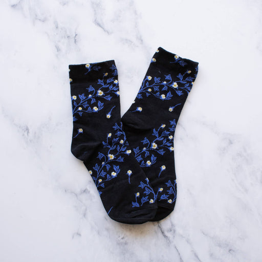 Blue Floral Vine Socks