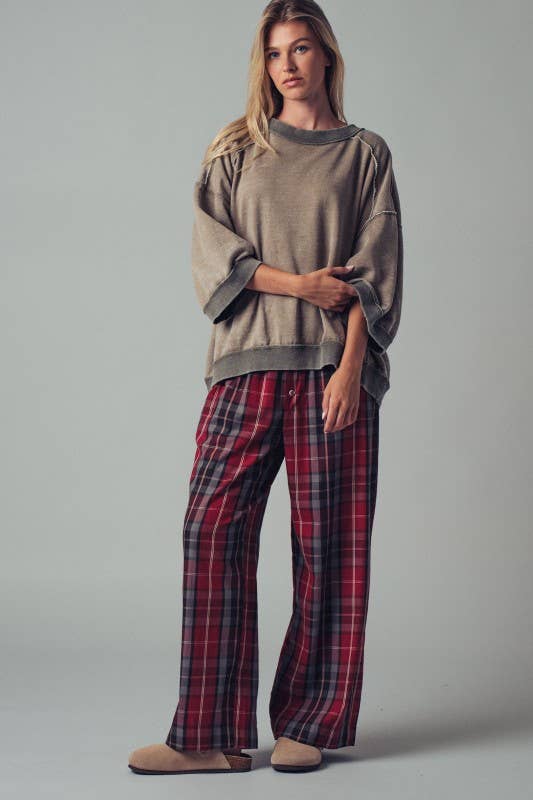 Olive Oversized Seam Detail Pullover Top