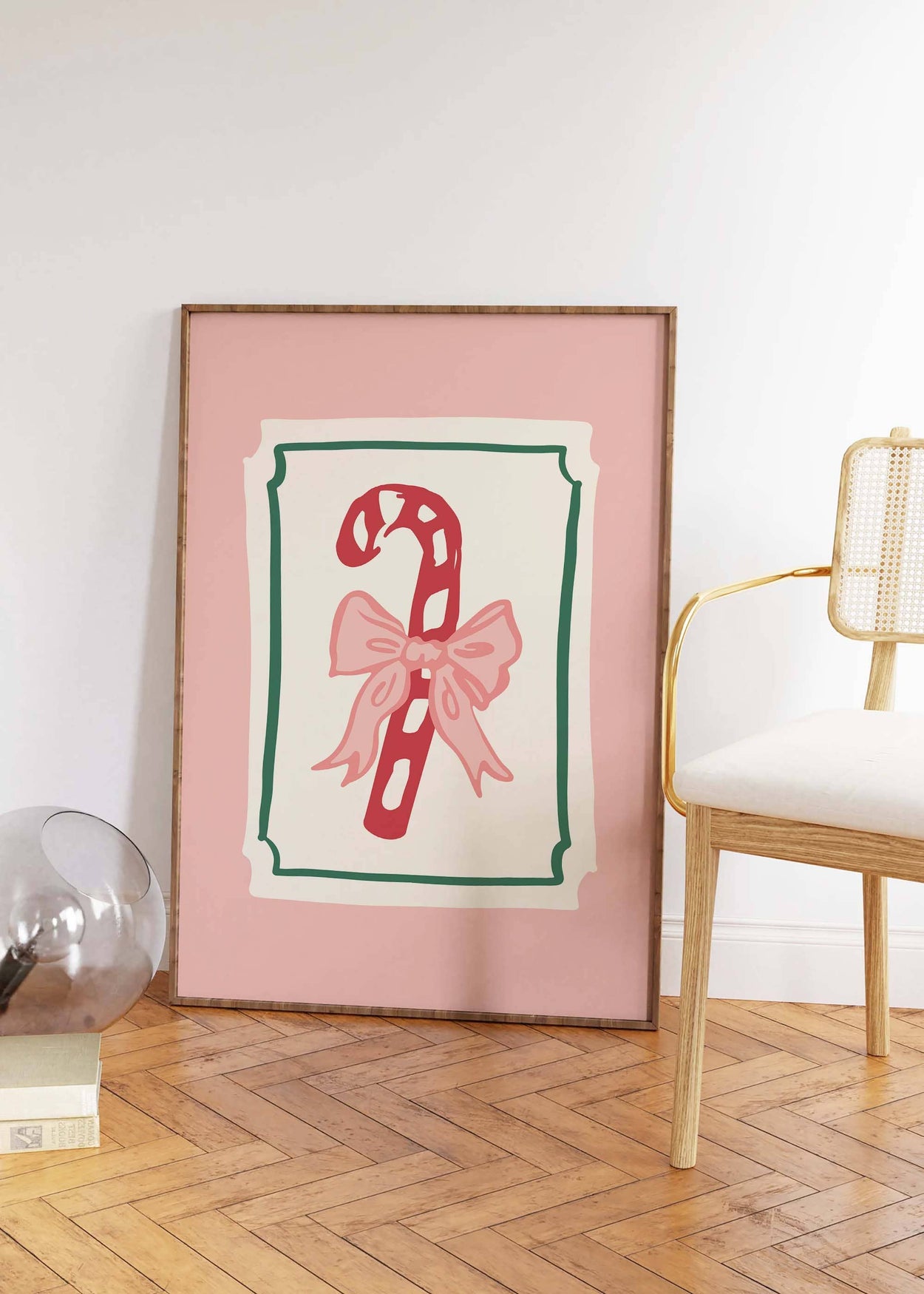 Candy Cane Bow Print