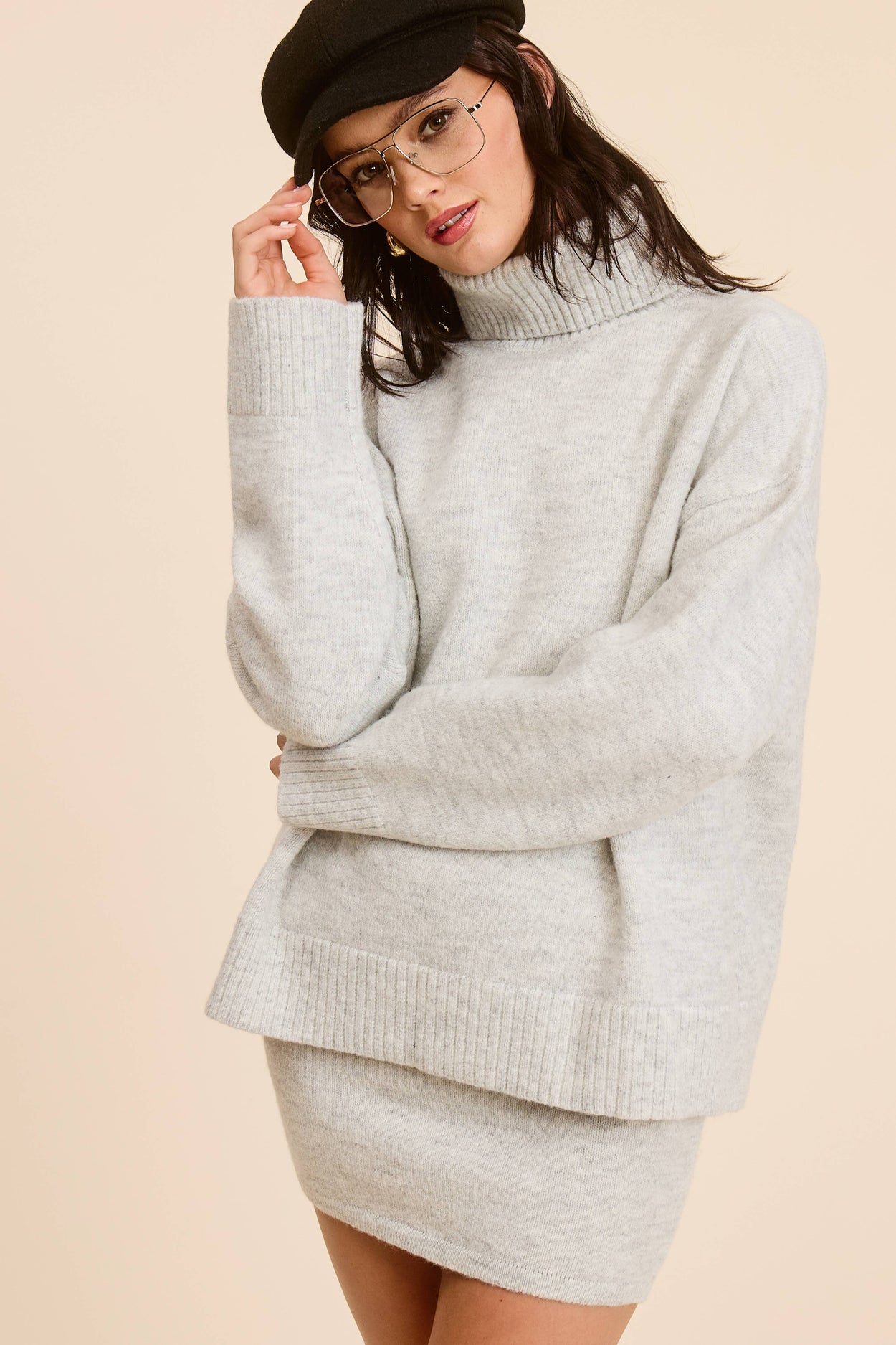 Heather Grey Knit Mini Skirt