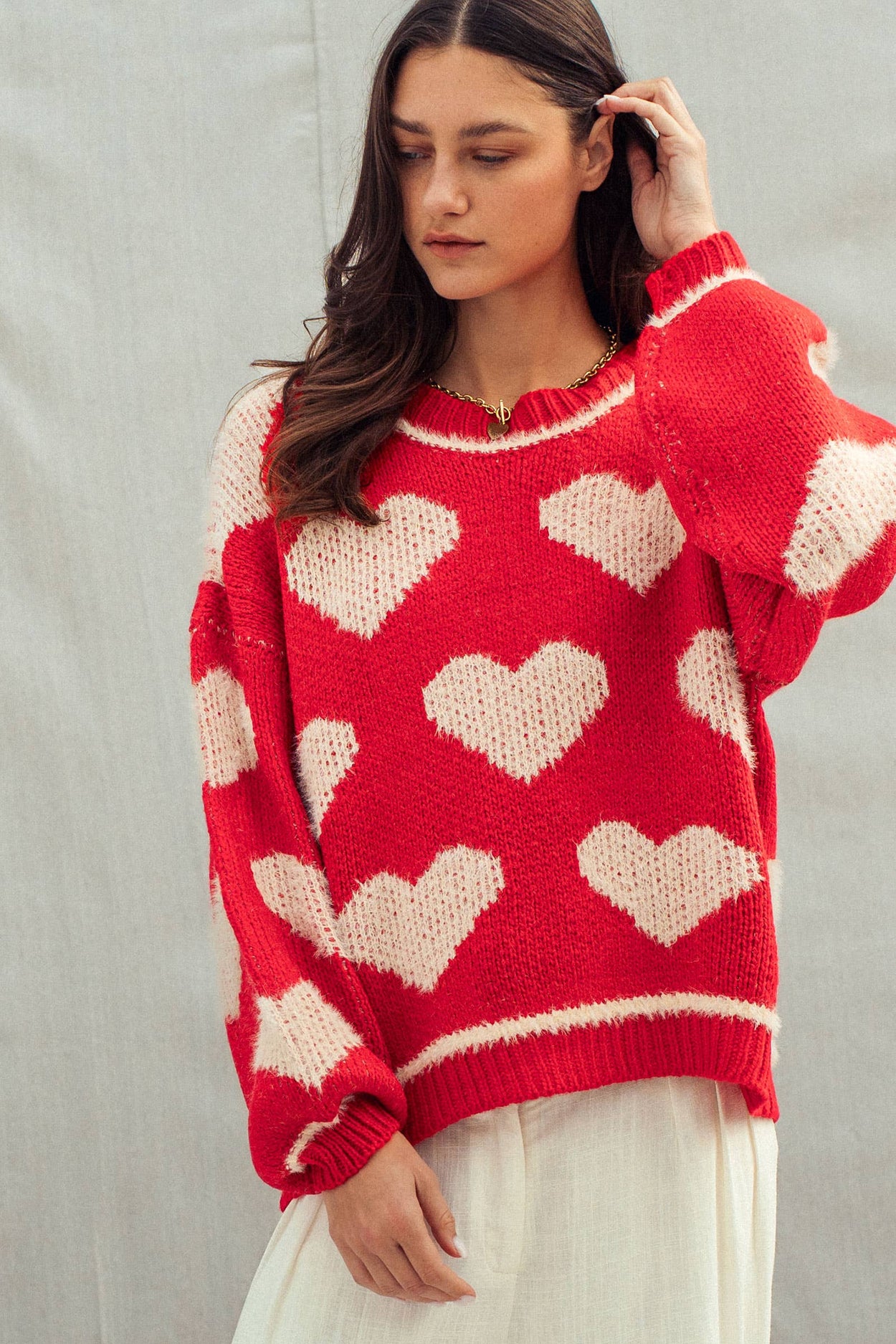 Red Oversized Heart Sweater