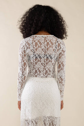 Plus White Lace Cardigan