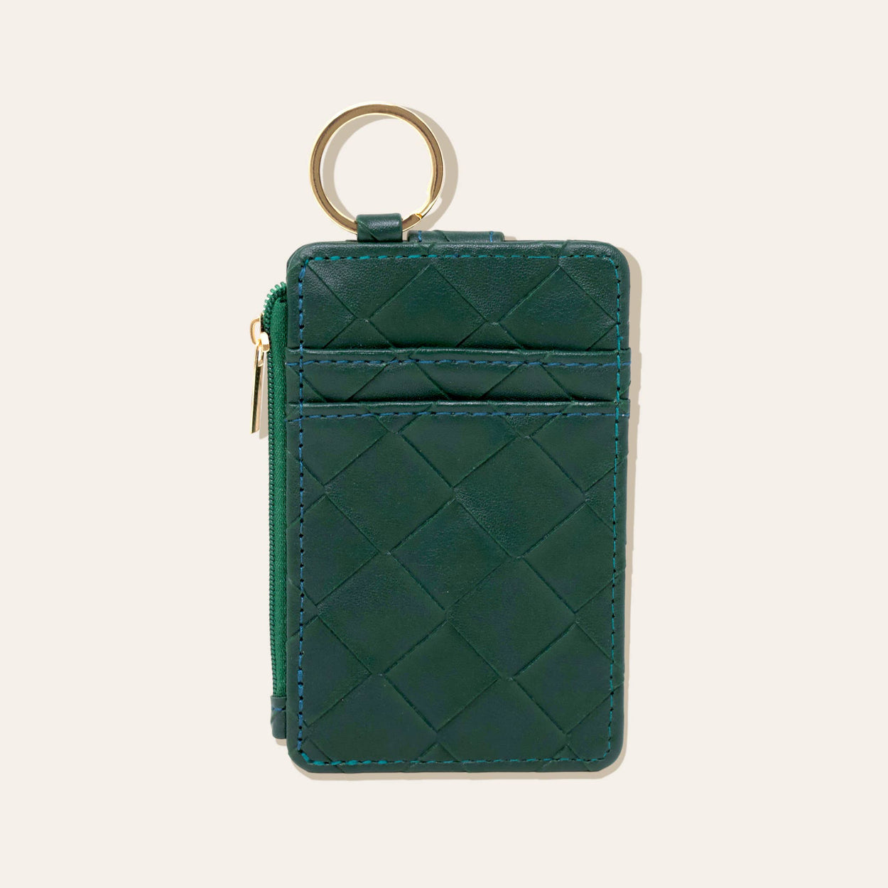 Woven Dark Green Keychain Wallet