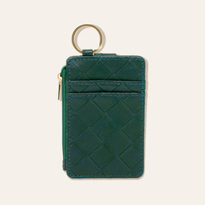 Woven Dark Green Keychain Wallet