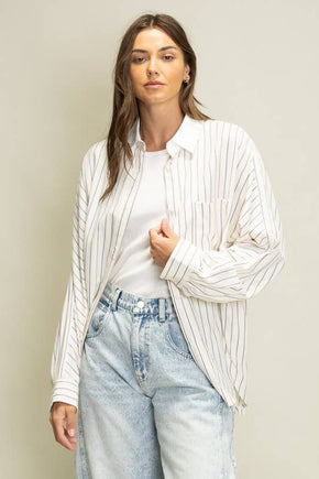 Brown Sophisticated Stripe Blouse
