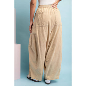 Taupe Mineral Washed Wide Leg