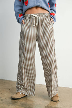 Brown Loose-Fit Adjustable Tie-Front Pants