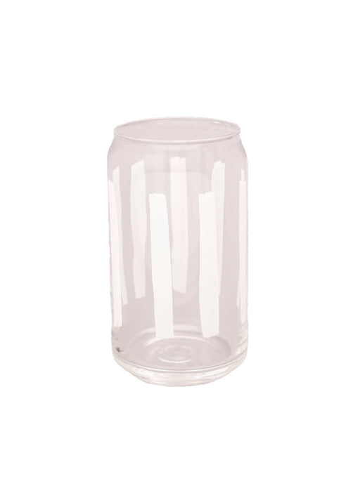White Striped Soda Can Glass