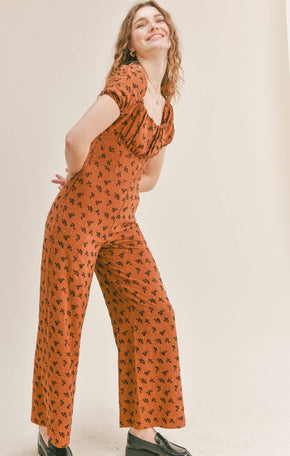 Rust Floral Jumpsuit