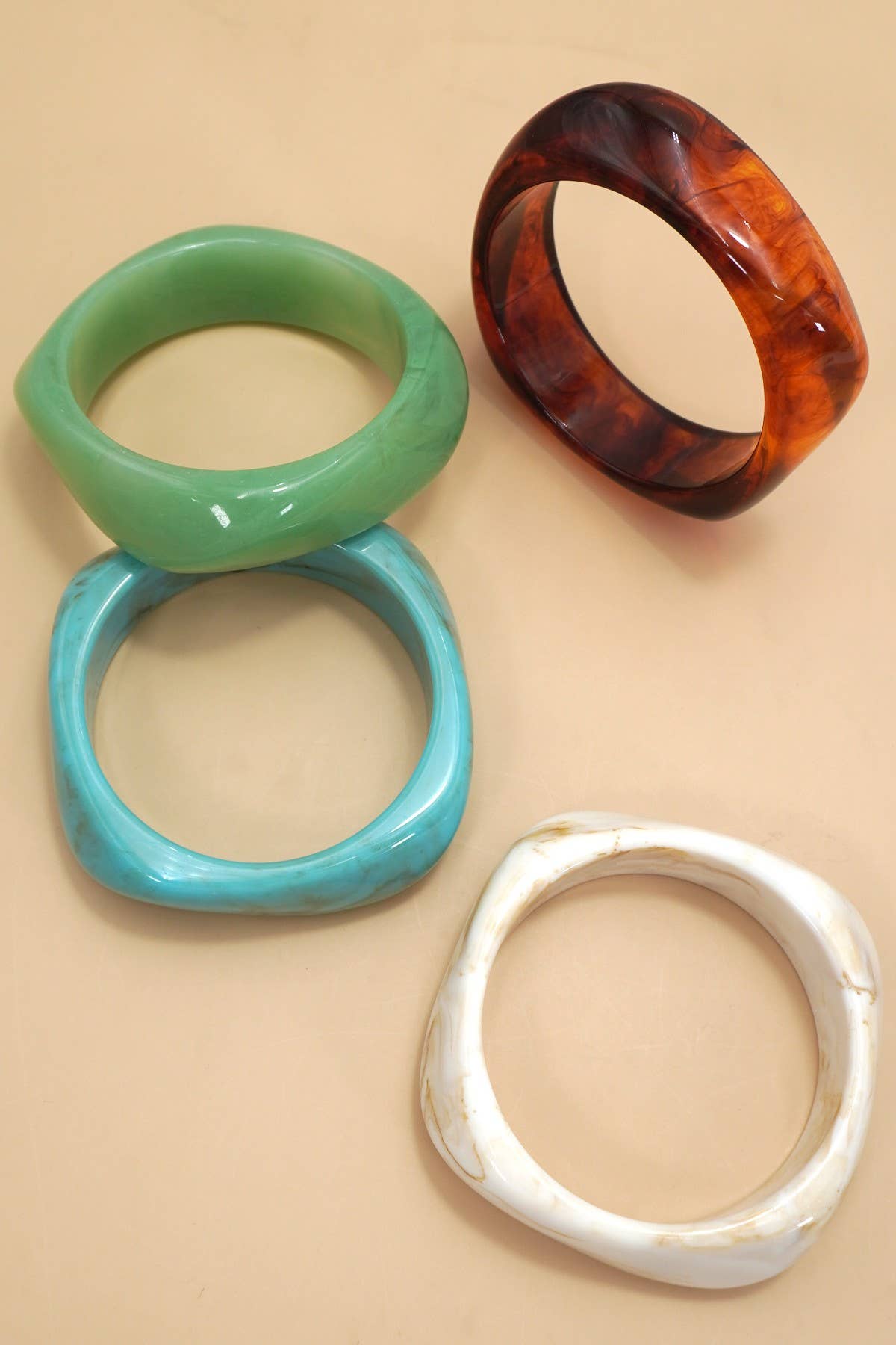 Off White Irregular Square Bangle