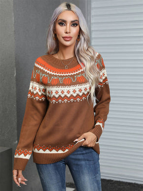 Pumpkin Fair Isle Knit Sweater