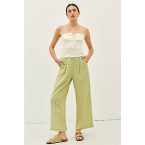 Sage Pleated Wide Leg Ankle Pants