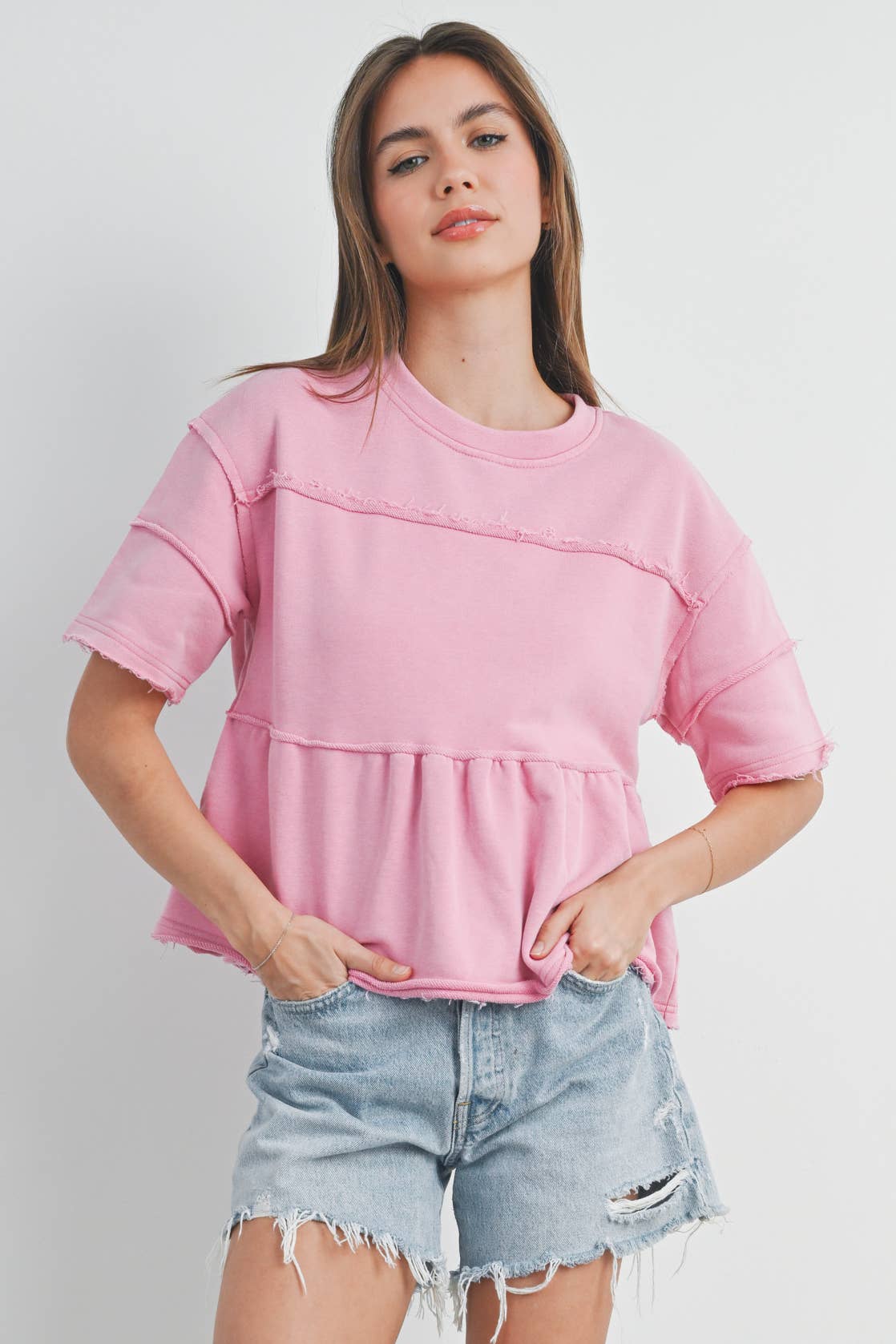 Pink Ruffle Tiered Blouse