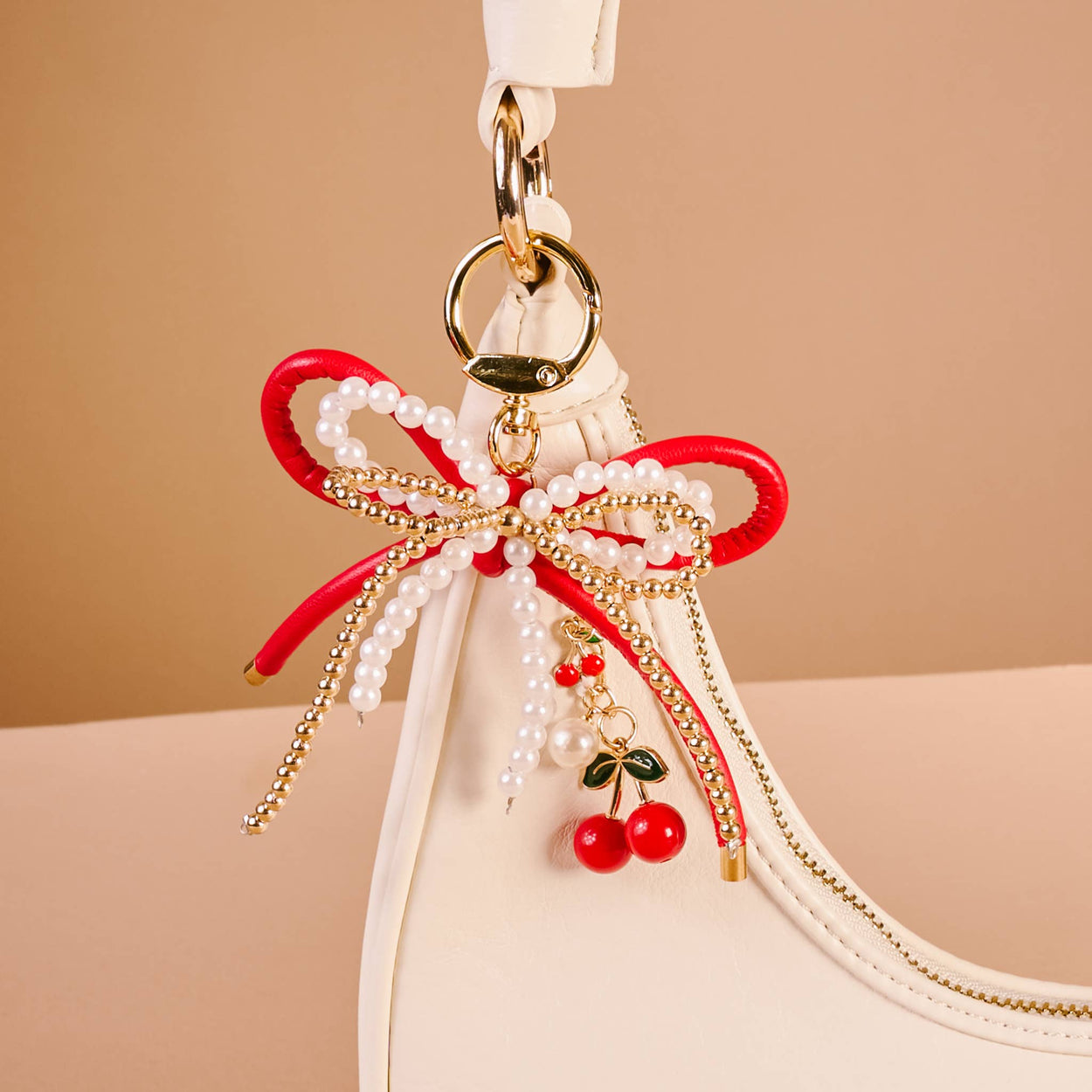 Cherry Bliss Layered Bows Bag Charm
